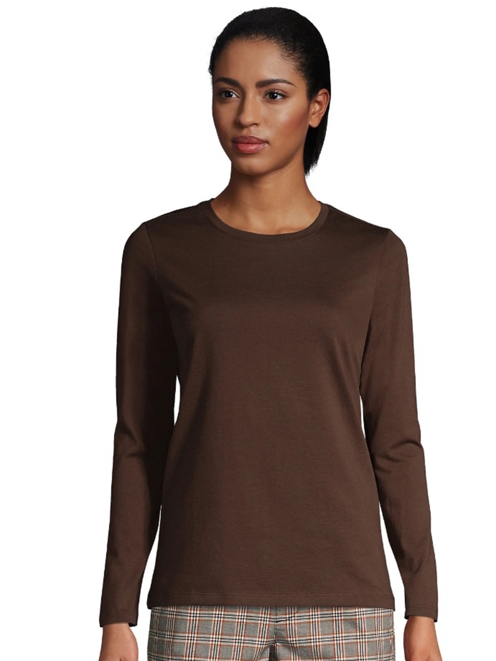 *NWT* Lands' End Supima Cotton Long Sleeve Crew Neck T-Shirt-Rich Coffee-Size 1X